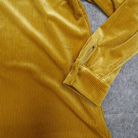 Soft Surroundings Top Womens Large Tunic Button Front Corduroy Gold Mustard Fall - Picture 2 of 9